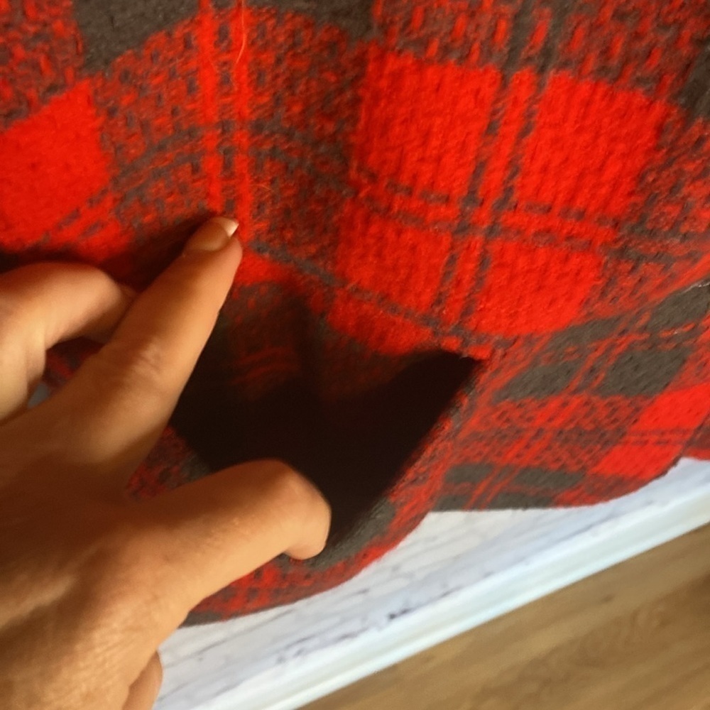 Vintage Reitmans Red Plaid Tartan Wool Blend Button Up Blazer Pockets Size L - Picture 7 of 17